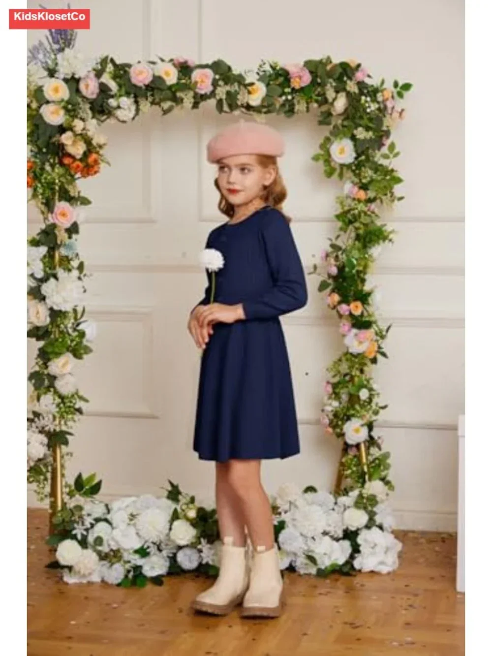 Girls Knit Sweater Dress Long Sleeve Cable Crew Neck A-Line Casual Fall Winter